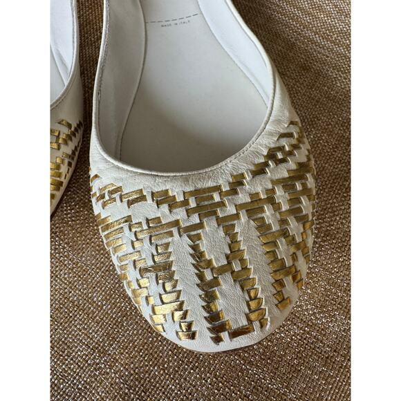 Sigerson Morrison White Gold Leather Ballerina Flats Size 9 Italy (Retail $579) - Picture 13 of 13
